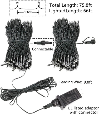 Lumify Green Wire 200 LED String Lights – Living Room Aesthetic Lighting with Built-in Timer and Memory