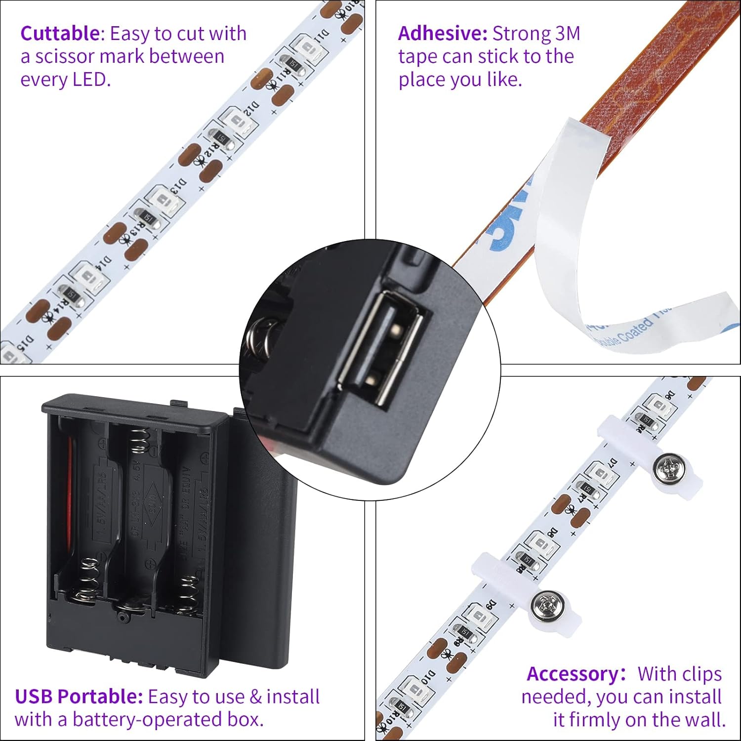 Lumify Home Portable Black Light for Patio Party, Battery Powered UV Strip for Outdoor Glow