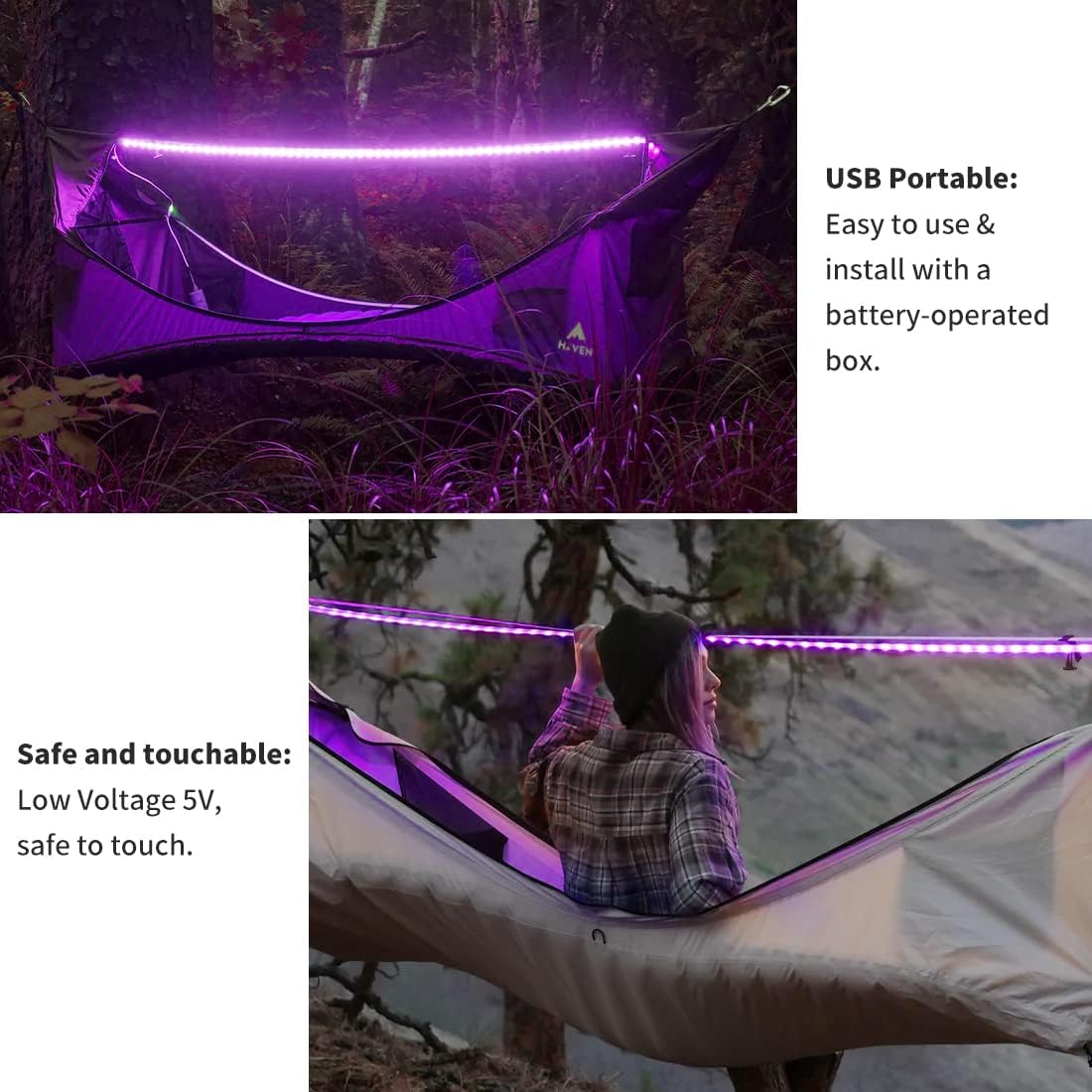 Lumify Home Portable Black Light for Patio Party, Battery Powered UV Strip for Outdoor Glow