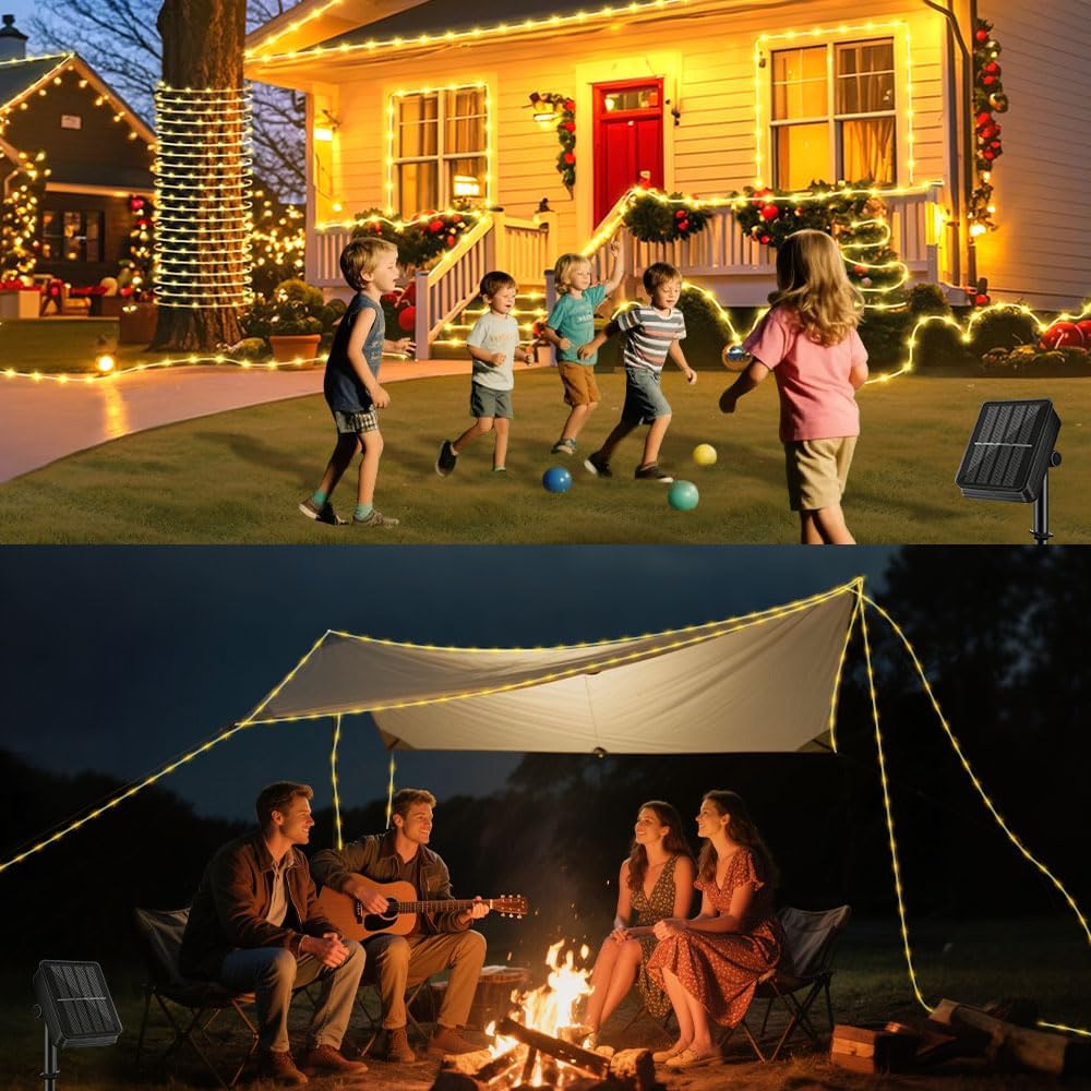 Lumify Solar Rope Light 100LED Flameless LED String Safe for Kids Pets and Around Dry Foliage