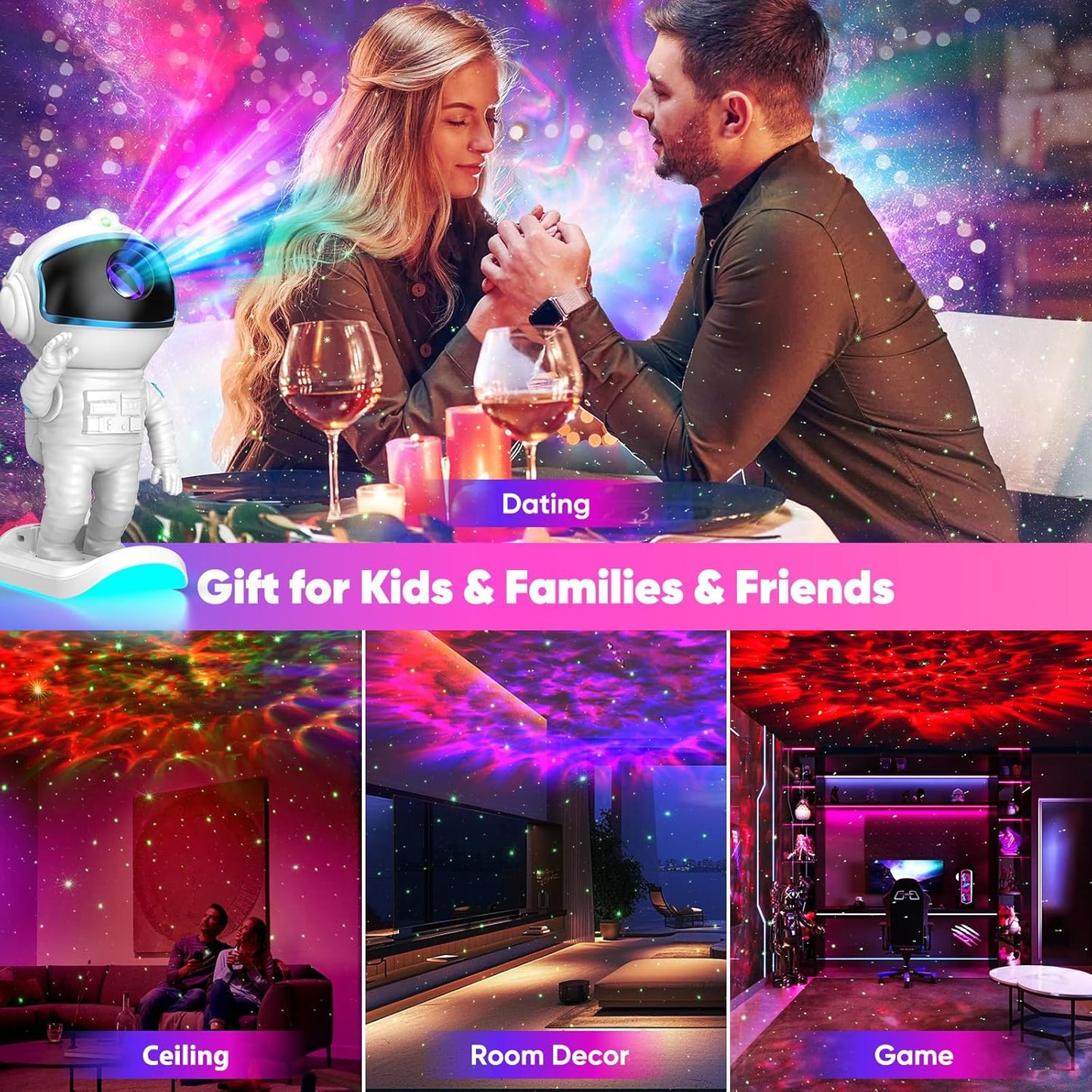 LumiGalaxy Galaxy Projector Night Light – Calming Sleep Aid for Adults, Soothing Nebula Light for Bedtime Wind-Down Routine
