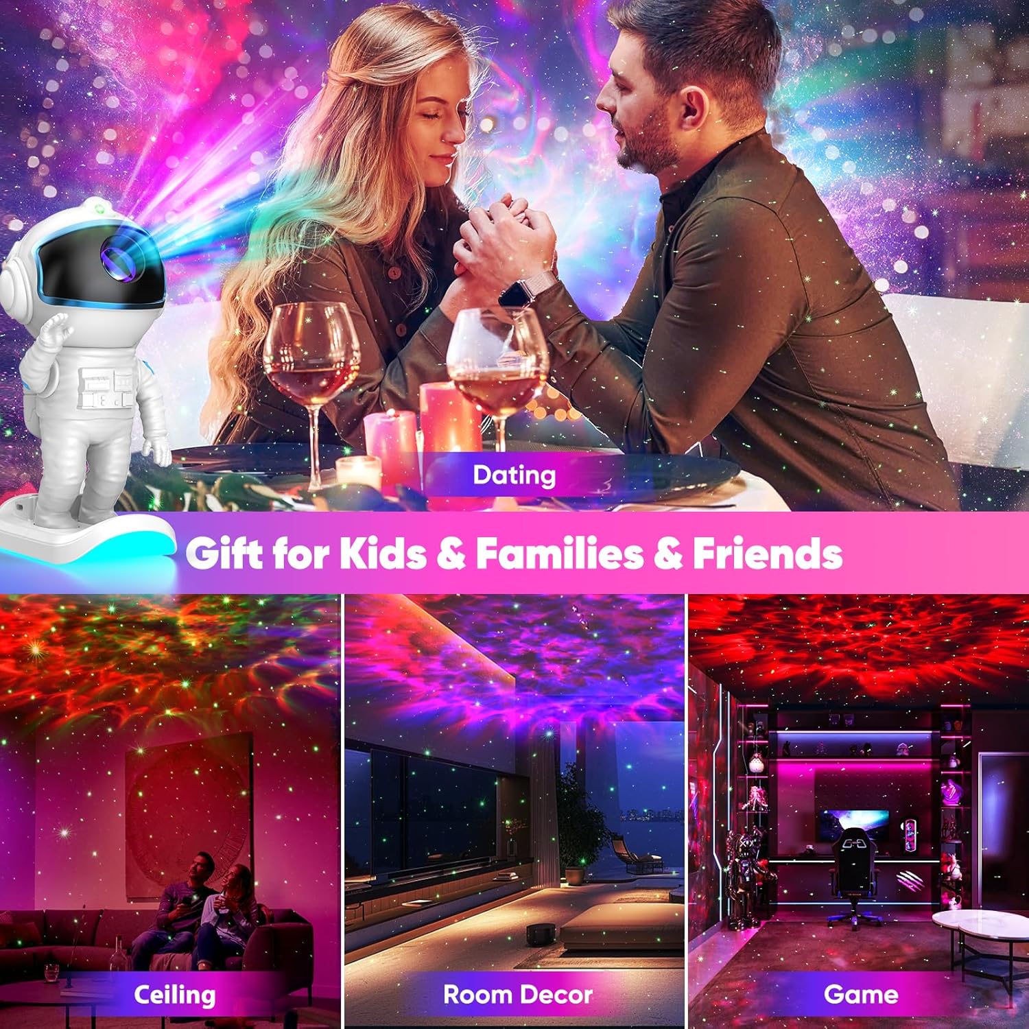 LumiGalaxy Galaxy Projector Night Light – Calming Sleep Aid for Adults, Soothing Nebula Light for Bedtime Wind-Down Routine