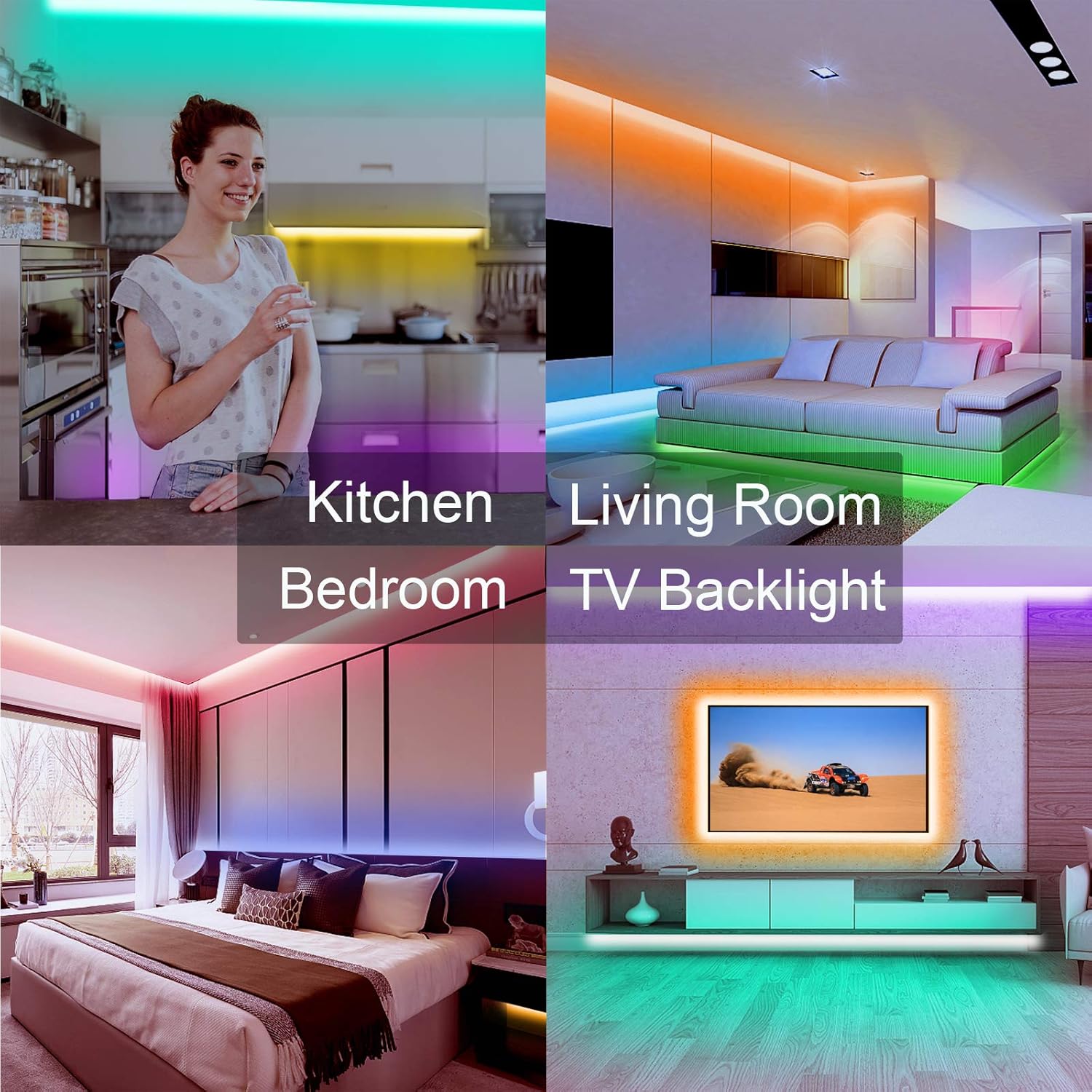 Lumiglow Color Changing LED Strip Light Kit 100ft – Housewarming Gift for Couples and College Students