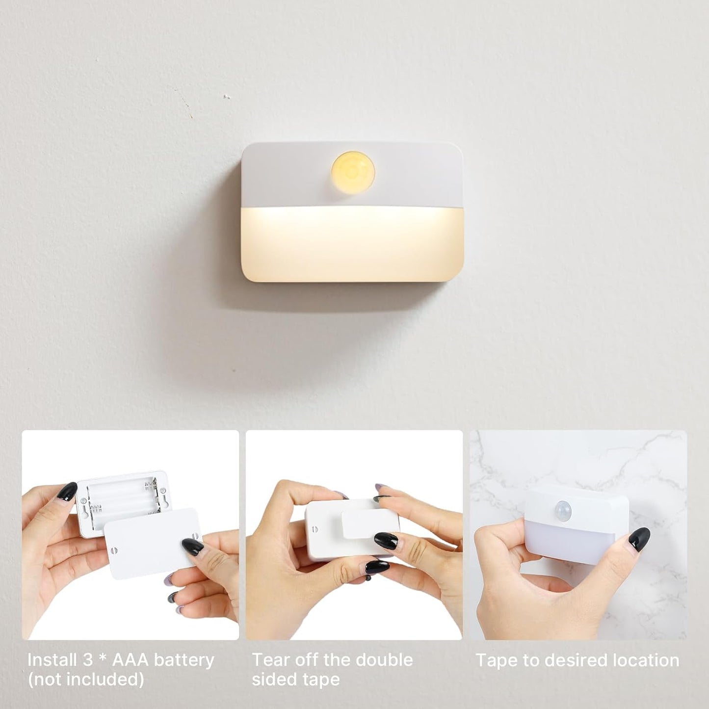 LumiGuard Minimal Step Light – Clean Line Motion Sensor Lamp for Uncluttered Hallways, Battery LED