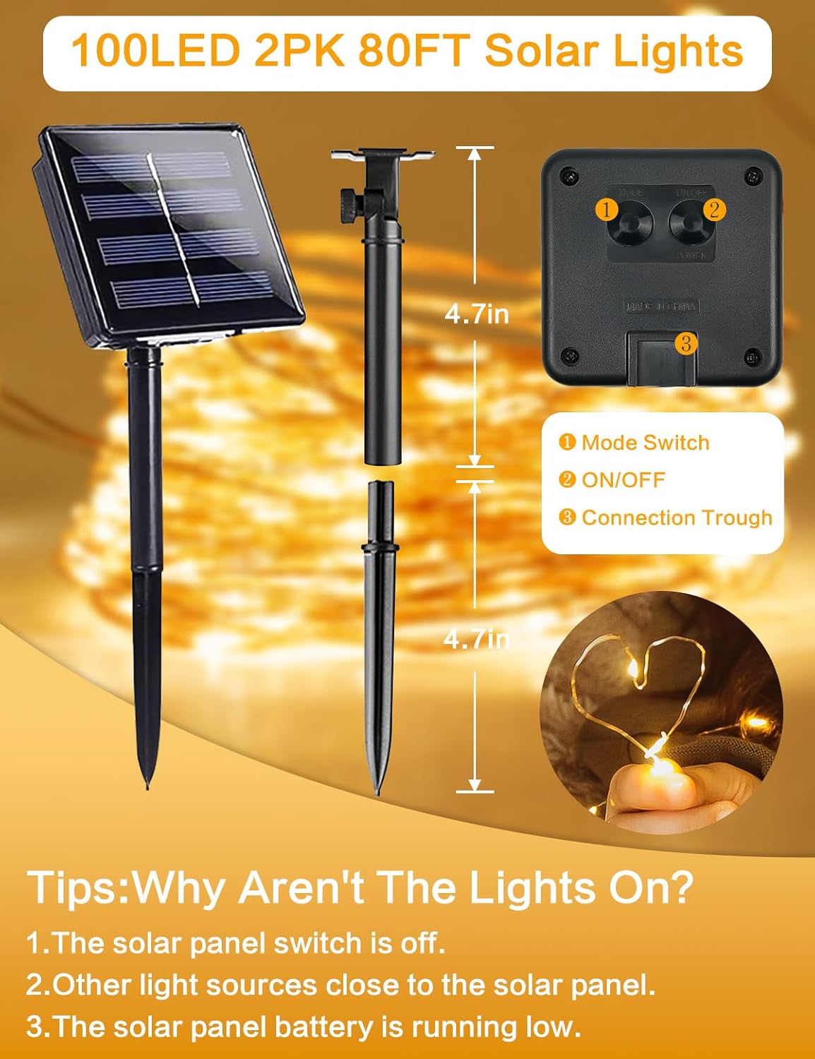 LuminaGlow Solar String Lights – Aesthetic Indoor Home Accent, 8 Lighting Modes with Memory