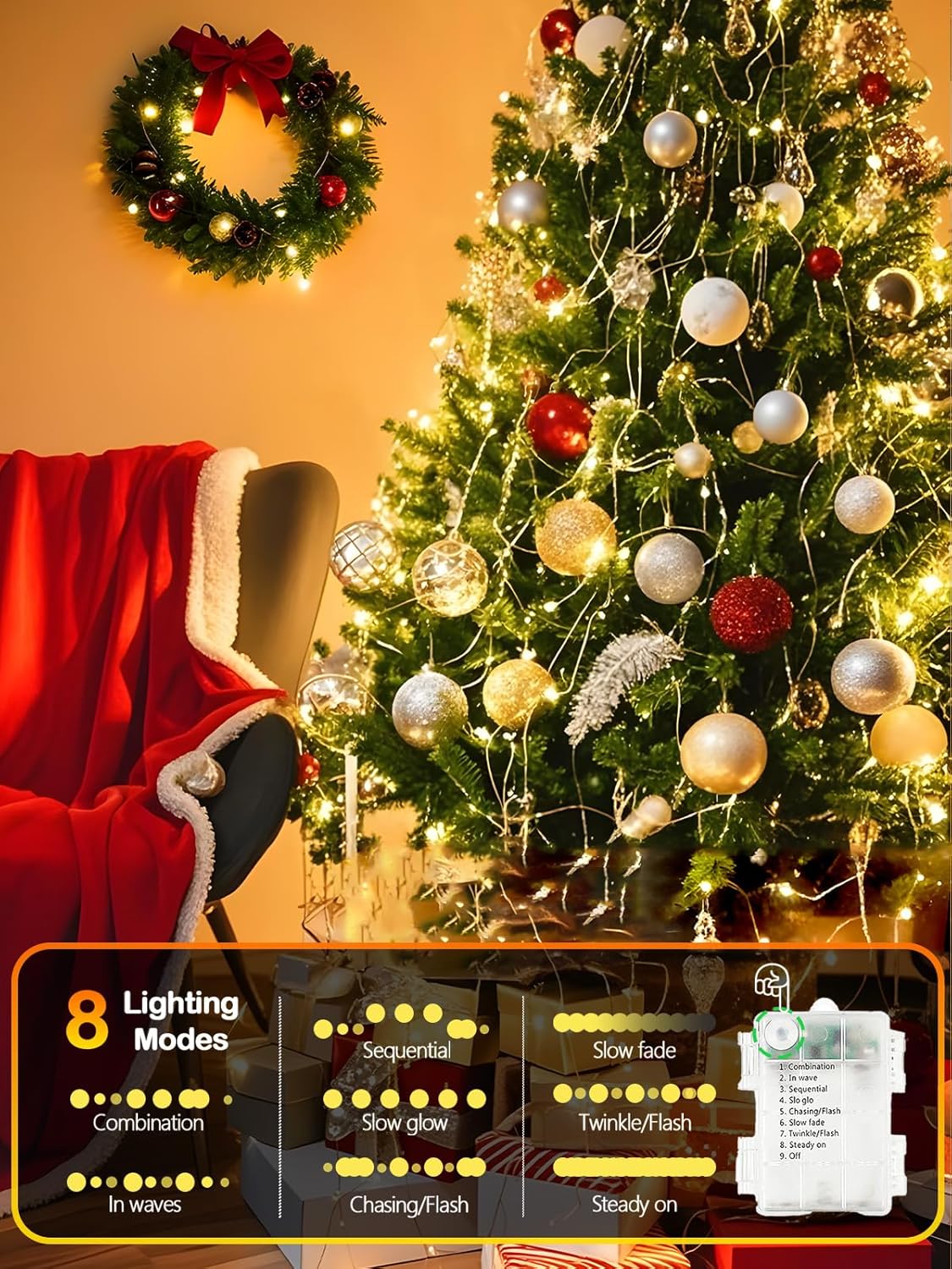 Luminara Glow 4-Pack Battery LED Fairy Lights, Child-Safe Cool-to-Touch String Lights for Kids Bedroom, Nursery & Playroom Glow