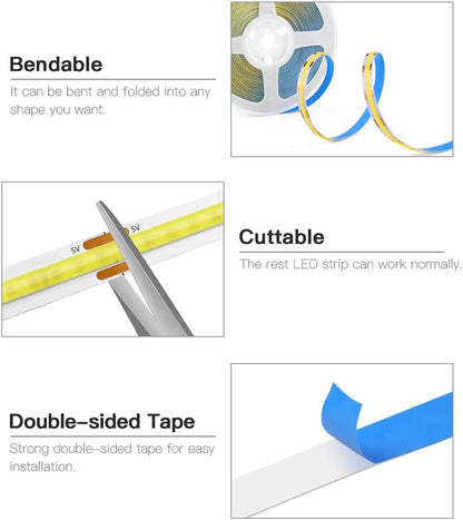 Luminara USB COB LED Strip – Portable Camping Tent Light Powered by Any Power Bank
