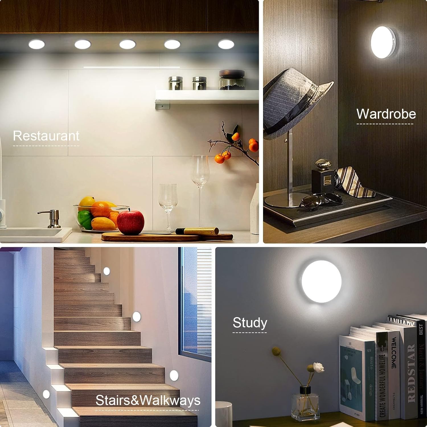 LuminBeam Motion Light 3-Pack – Thoughtful Housewarming Gift for New Homeowners, Rechargeable LED
