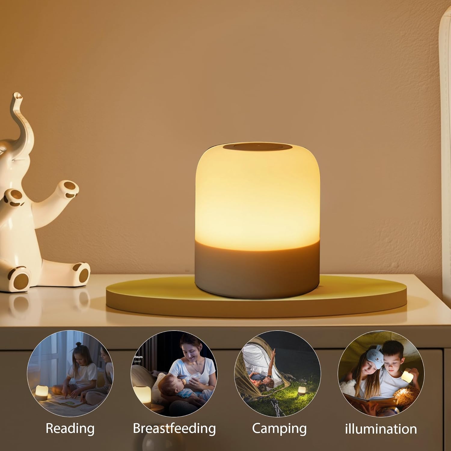 LumiNest Flameless Night Light for Nursery and Bedroom, Flicker-Free LED Lamp Safe for Babies