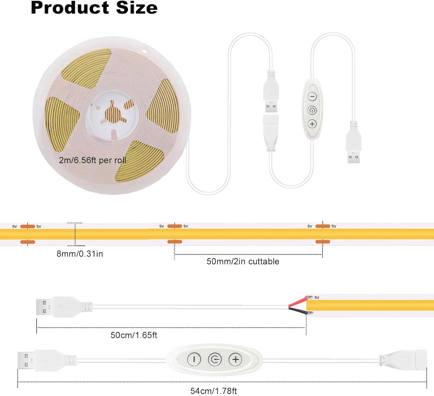 LuminGlow COB LED Strip – Thoughtful Housewarming Gift for Her, USB Plug-In Decor Light