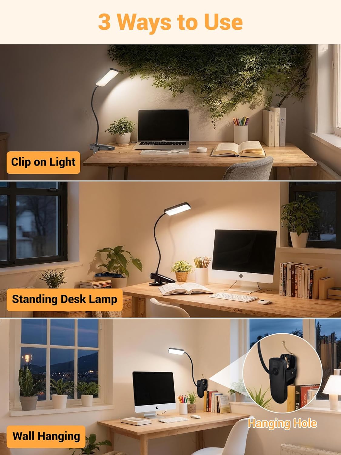 LuminGlow Pro Clip Lamp – Nursery Reading Light for Bedtime Stories, Cool Touch Rechargeable LED for Kids Room