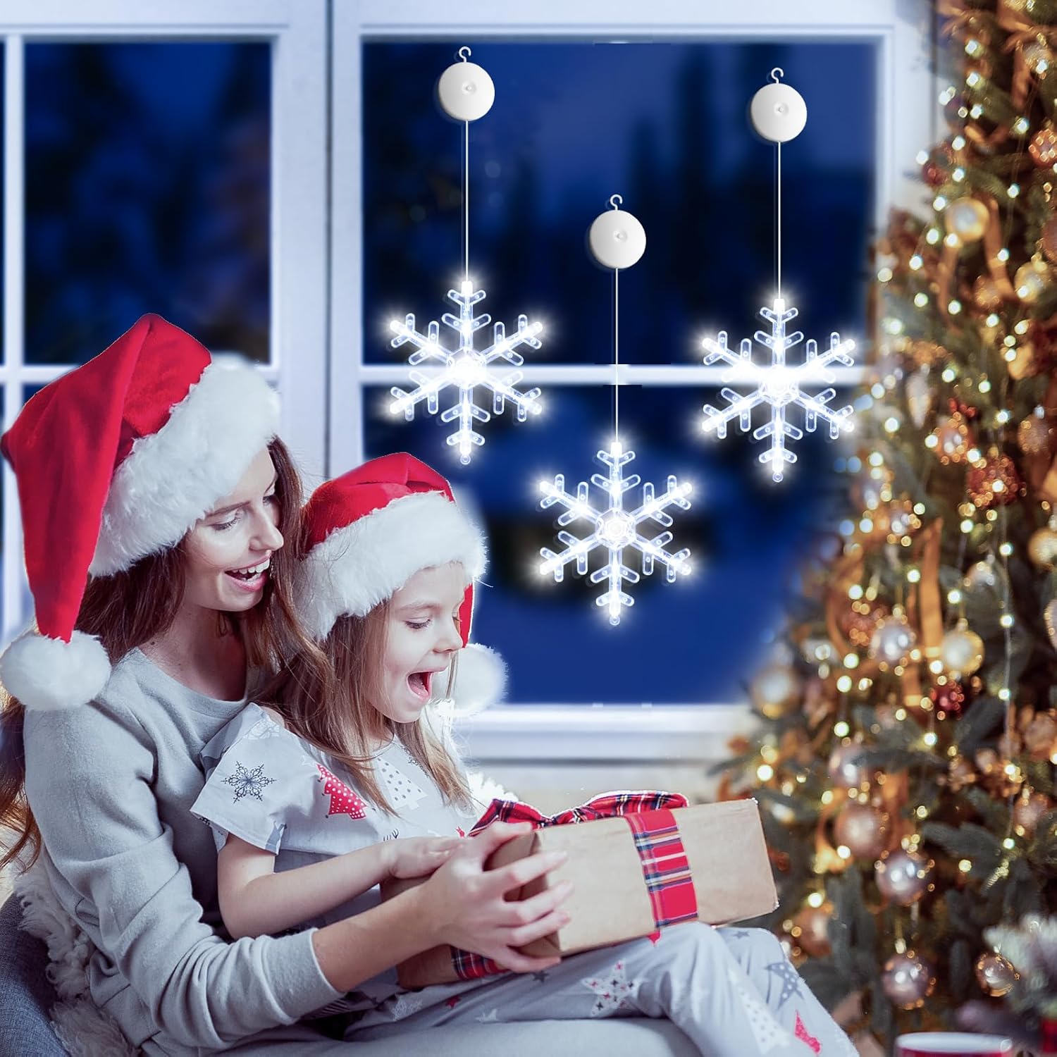 LuminGlow Snowflake LED Lights – Understated White Holiday Accent for Clean, Uncluttered Interiors