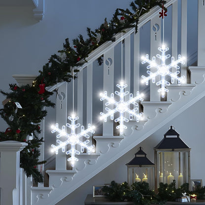 LuminGlow Snowflake LED Lights – Understated White Holiday Accent for Clean, Uncluttered Interiors
