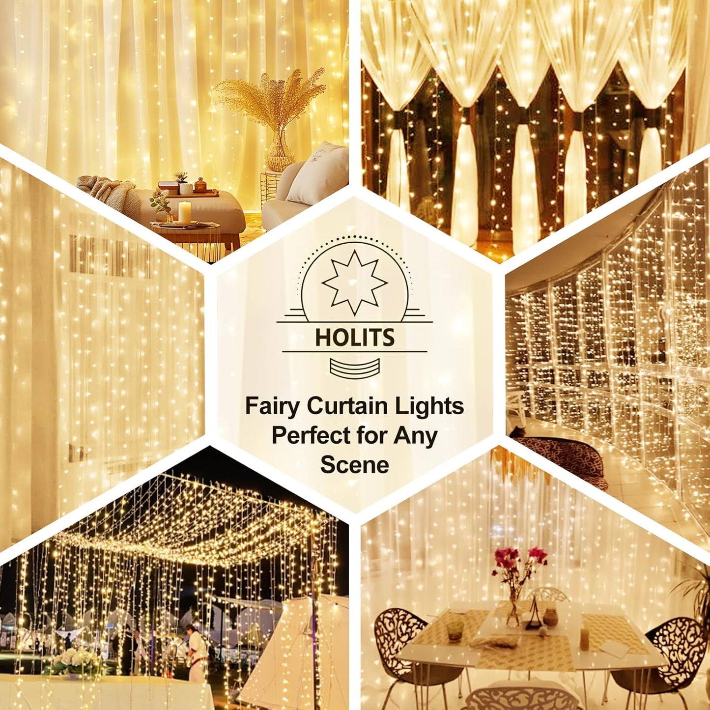 Luminos Glow Waterproof Curtain Lights – Patio Backdrop for Outdoor Dining and Gatherings