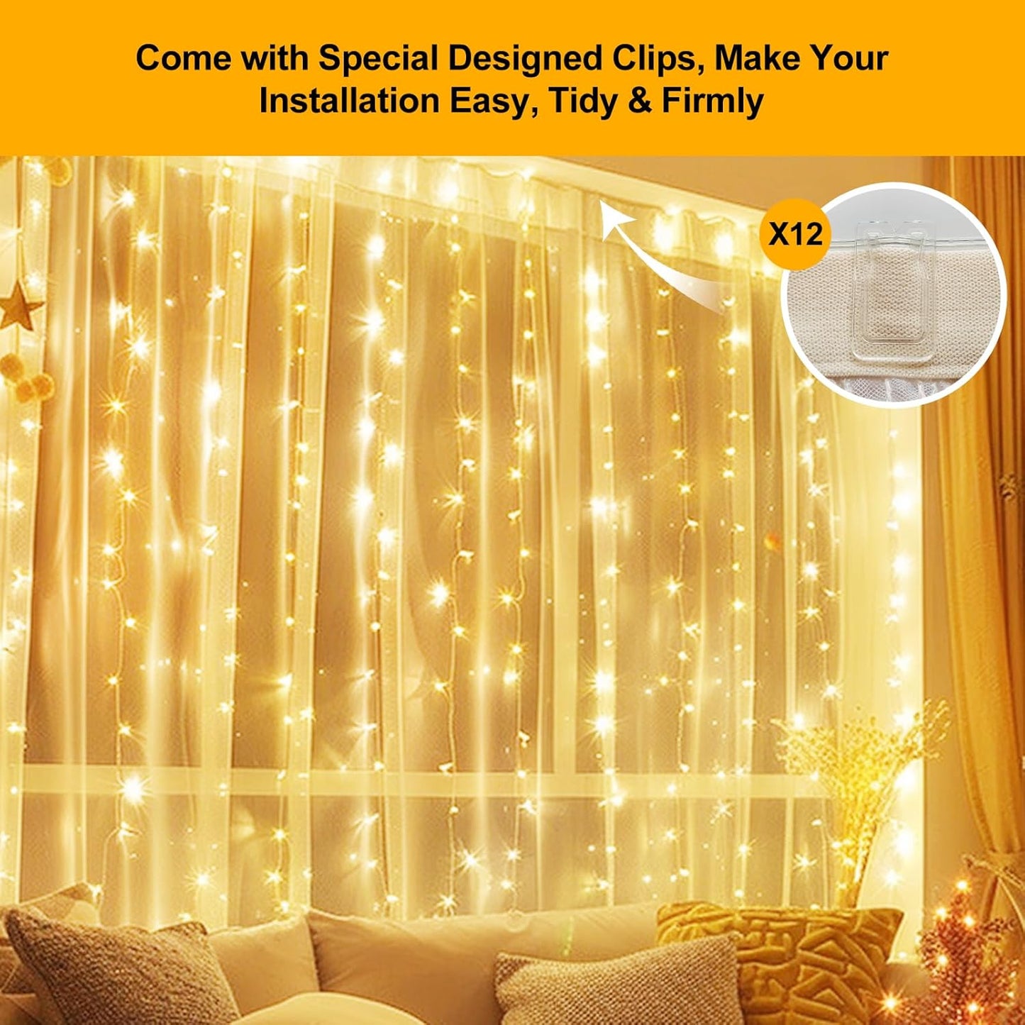 Luminos Glow Waterproof Curtain Lights – Patio Backdrop for Outdoor Dining and Gatherings
