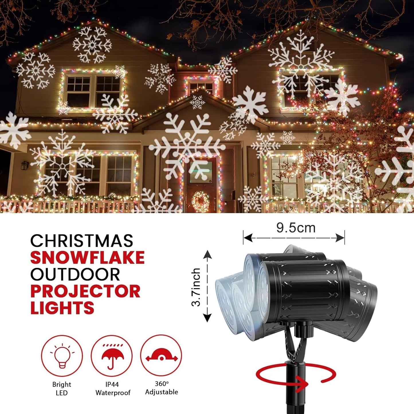 LUMINOUS Winters Night Snowflake Projector – Nursery and Playroom Night Light, Flame Free Design