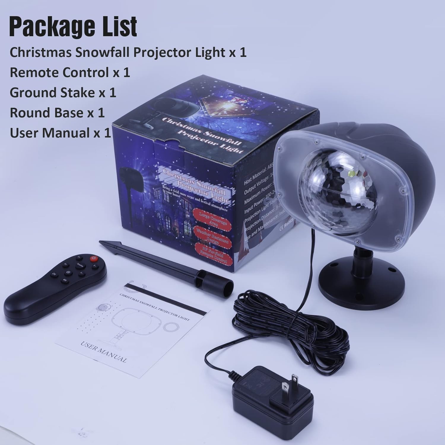 LuminScape Snowfall Projector – Clean Single-Lamp Holiday Decor for Uncluttered Interiors