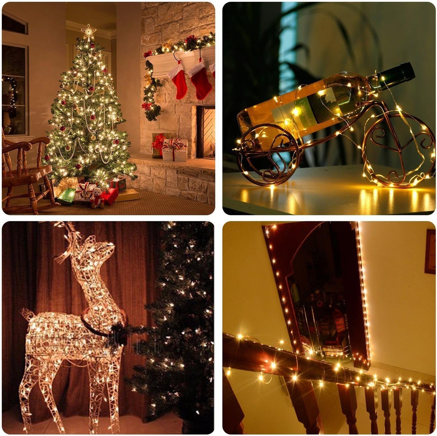 LUMIO Battery Operated Fairy String Lights Pair – Living Room Shelf and Headboard Decor, Flexible Silver Wire LED 16.4ft for Layered Home Lighting Design