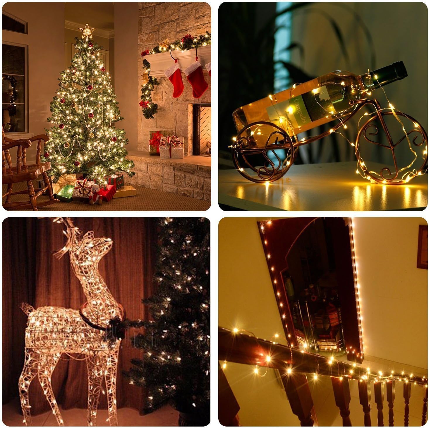 LUMIO Battery Operated Fairy String Lights Pair – Living Room Shelf and Headboard Decor, Flexible Silver Wire LED 16.4ft for Layered Home Lighting Design