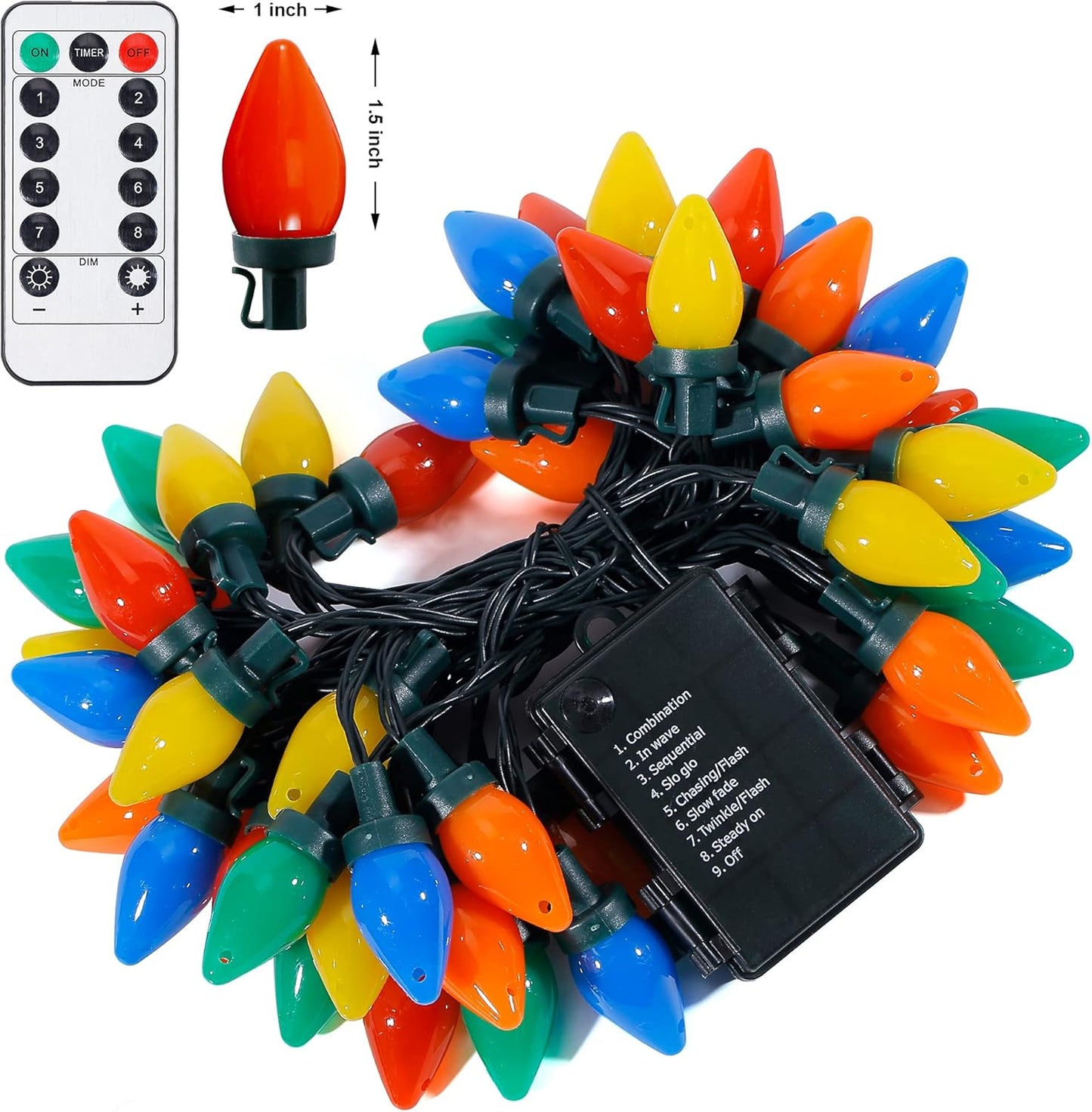 LumioGlow C7 Outdoor Lights - Waterproof Patio String Lights with 26ft Cordless Coverage