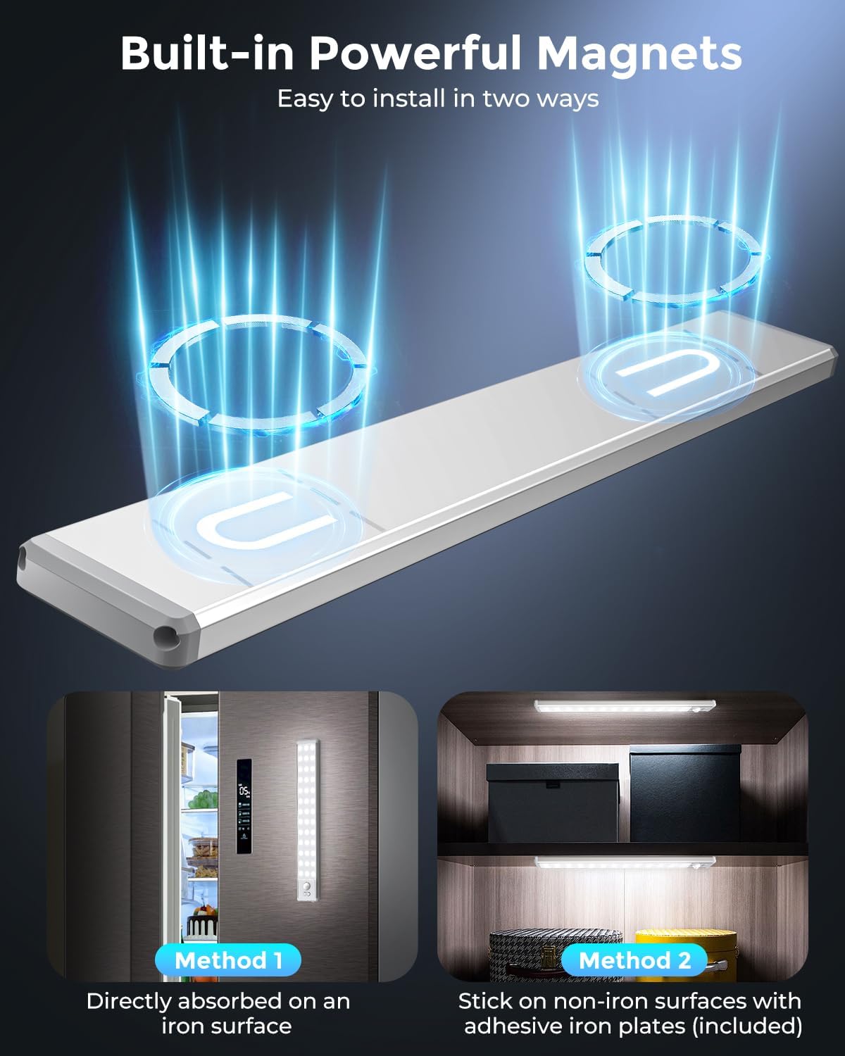 LUMIORA Under Cabinet Lighting – Practical Housewarming Gift for New Homeowners, Rechargeable Motion Sensor 2 Pack