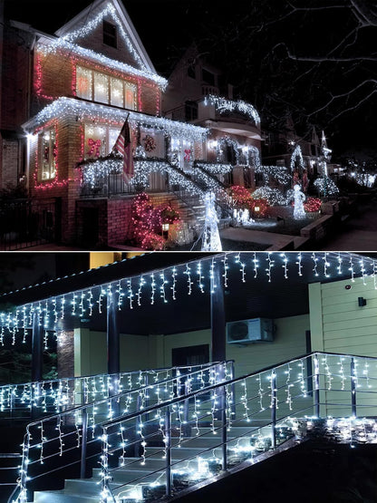 Lumivox Icicle Lights – Thoughtful Housewarming and Holiday Gift for Her with 8 Modes and Timer, 32.8ft Cool White