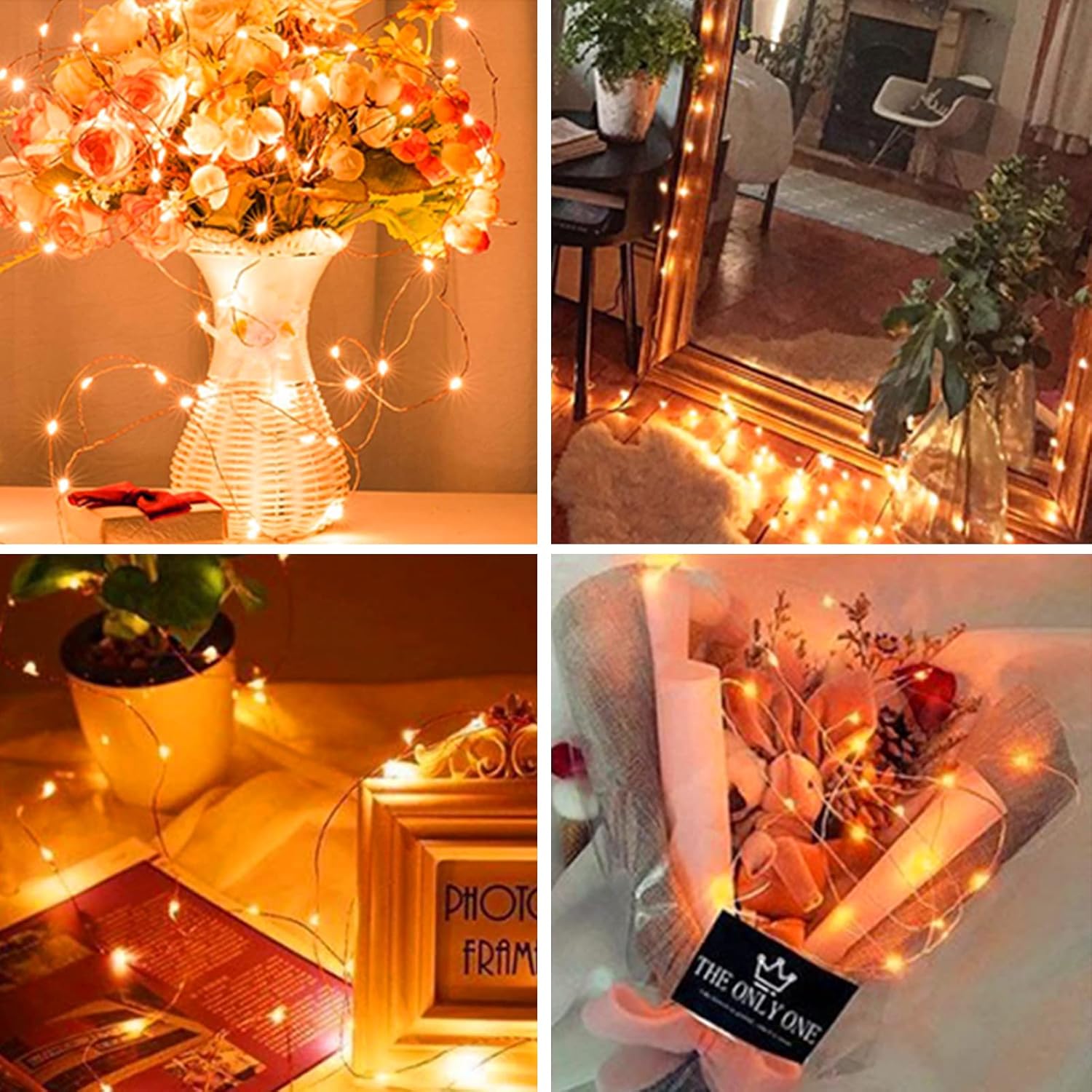 LumNest Copper Wire Fairy Lights – Uncluttered Bedroom and Shelf Styling, Simple Warm Glow