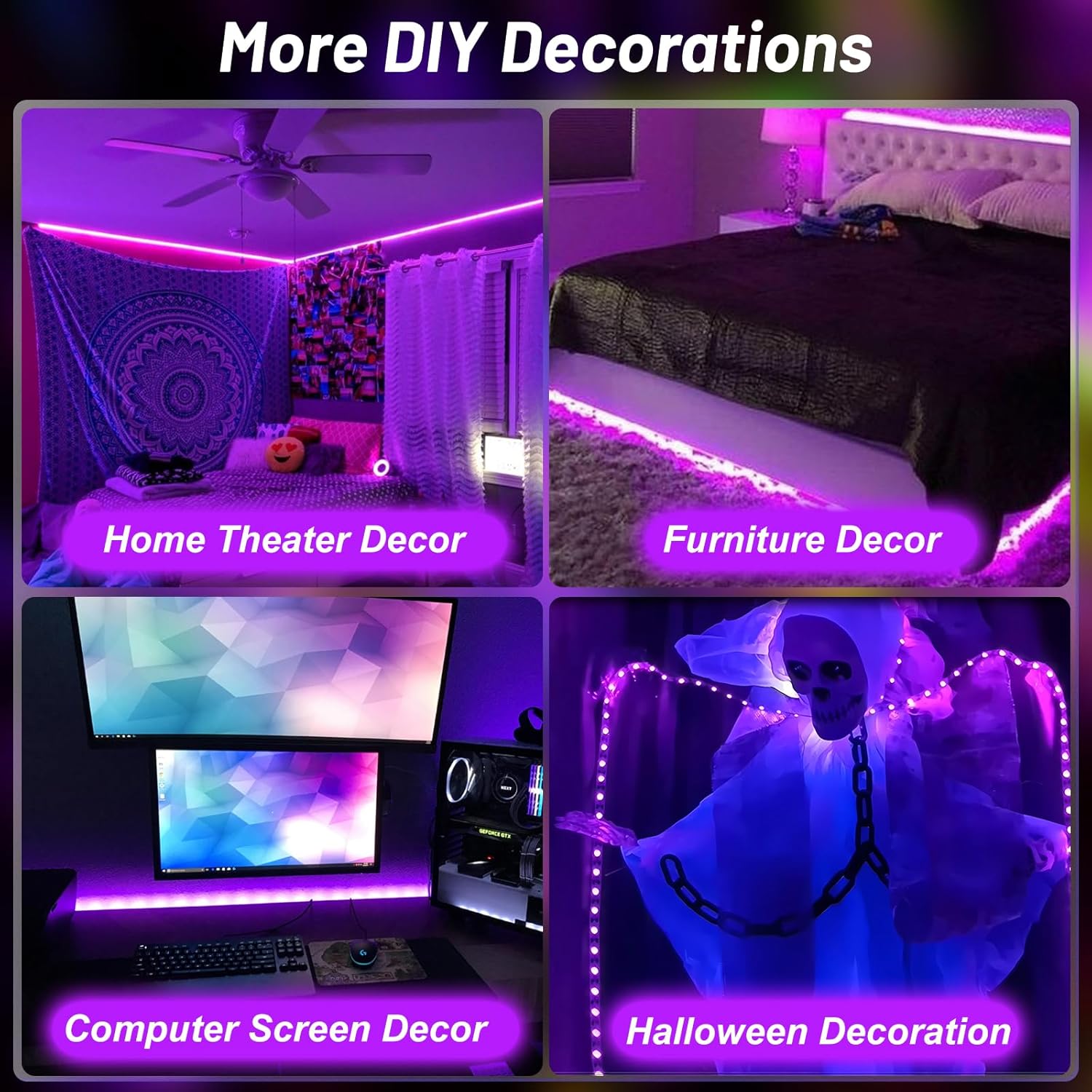 LumoGlow Black Light Strip – Cool-to-Touch Glow Lighting Safe Around Kids and Pets