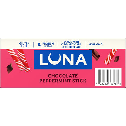 LUNA Bar Chocolate Peppermint Stick – Travel-Ready Protein Bar for Hiking and Day Trips, Individually Wrapped 12 Pack