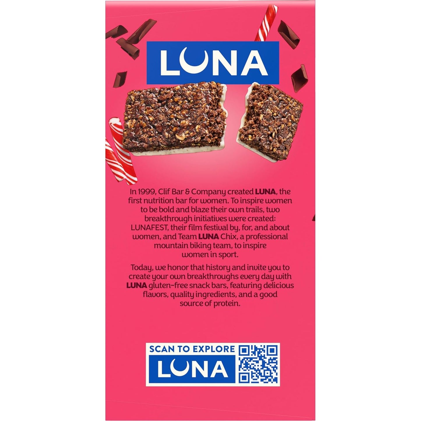 LUNA Bar Chocolate Peppermint Stick – Travel-Ready Protein Bar for Hiking and Day Trips, Individually Wrapped 12 Pack