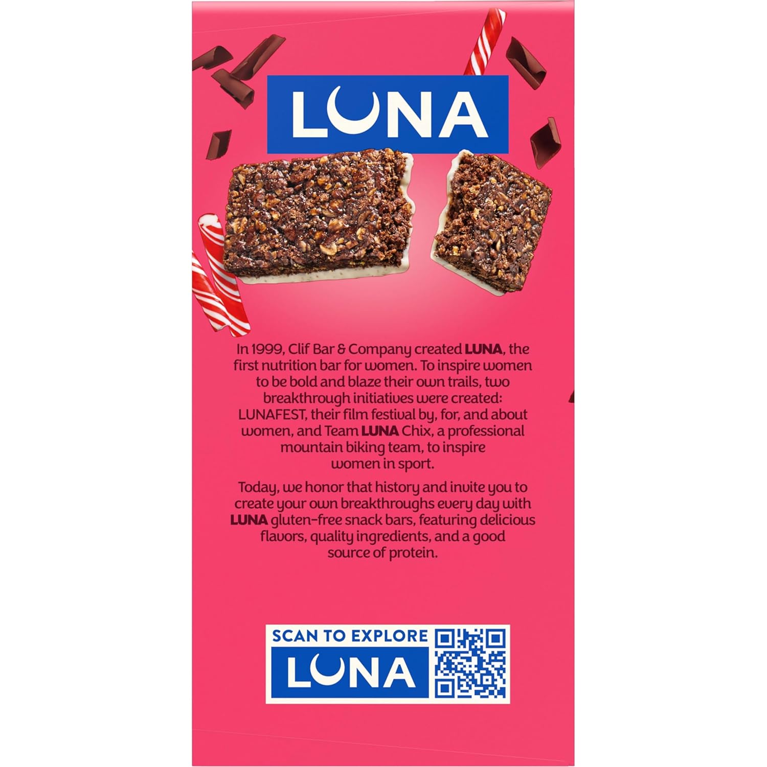 LUNA Bar Chocolate Peppermint Stick – Travel-Ready Protein Bar for Hiking and Day Trips, Individually Wrapped 12 Pack