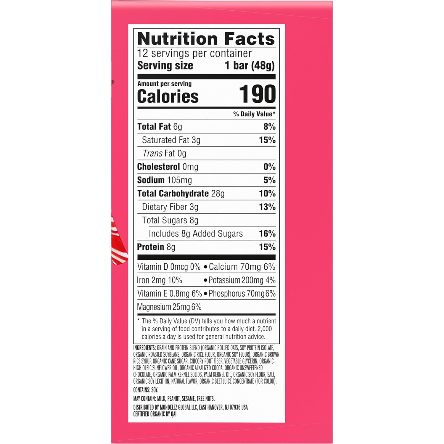 LUNA Bar Chocolate Peppermint Stick – Travel-Ready Protein Bar for Hiking and Day Trips, Individually Wrapped 12 Pack