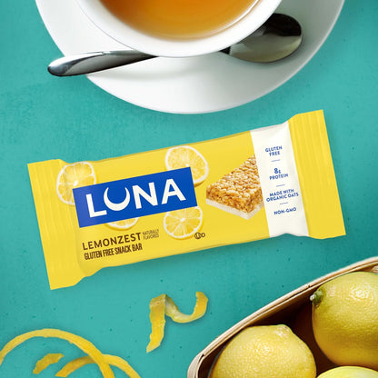 LUNA Bar LemonZest Gluten Free Protein Bar – Clean-Eating Snack for Yoga Sessions and Wellness Journals