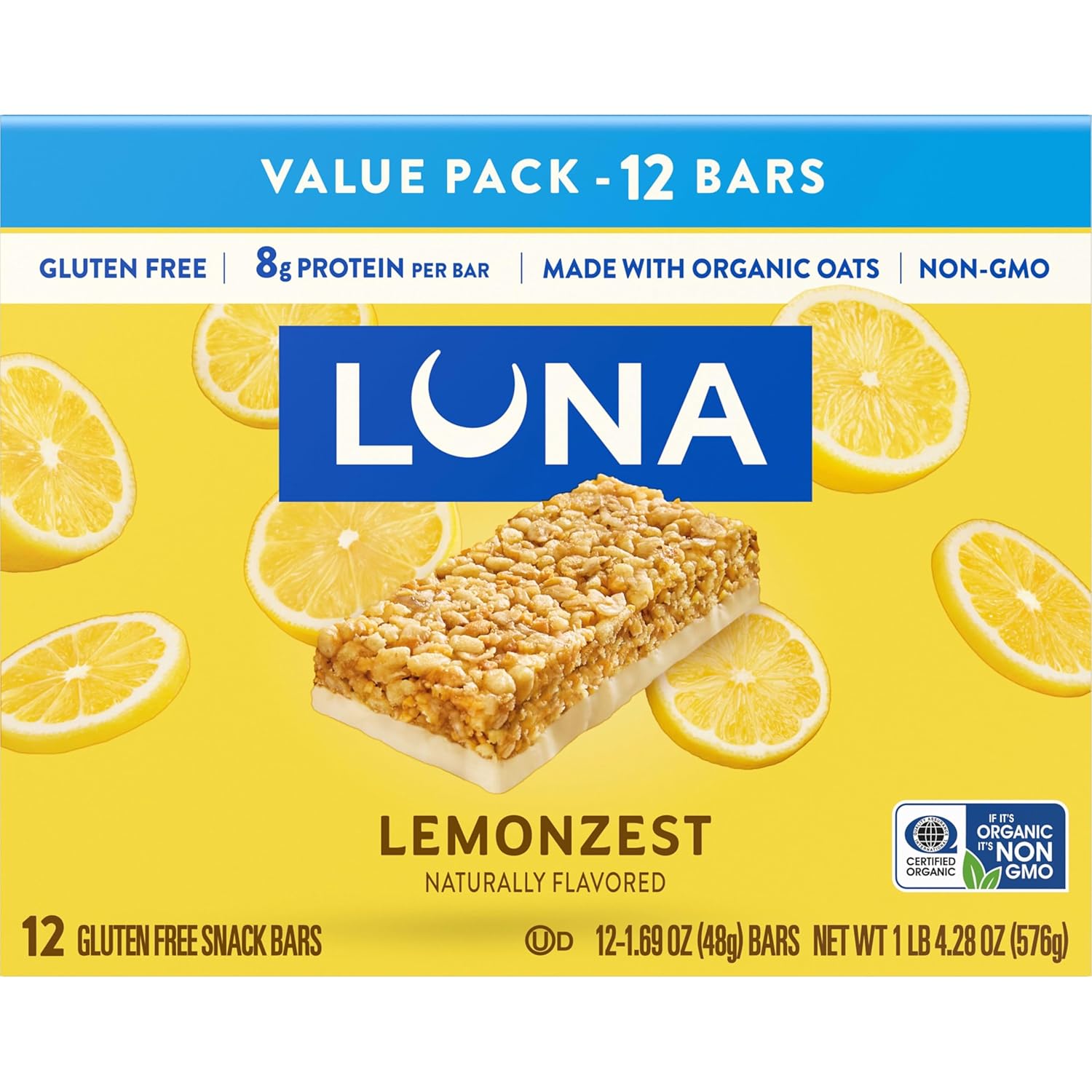 LUNA Bar LemonZest Gluten Free Protein Bar – Clean-Eating Snack for Yoga Sessions and Wellness Journals