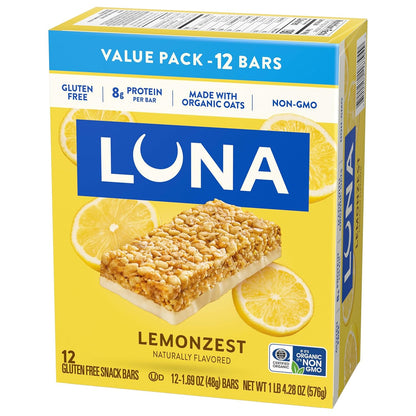 LUNA Bar LemonZest Gluten Free Protein Bar – Clean-Eating Snack for Yoga Sessions and Wellness Journals