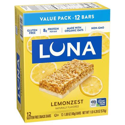 LUNA Bar LemonZest Gluten Free Protein Bar – Clean-Eating Snack for Yoga Sessions and Wellness Journals
