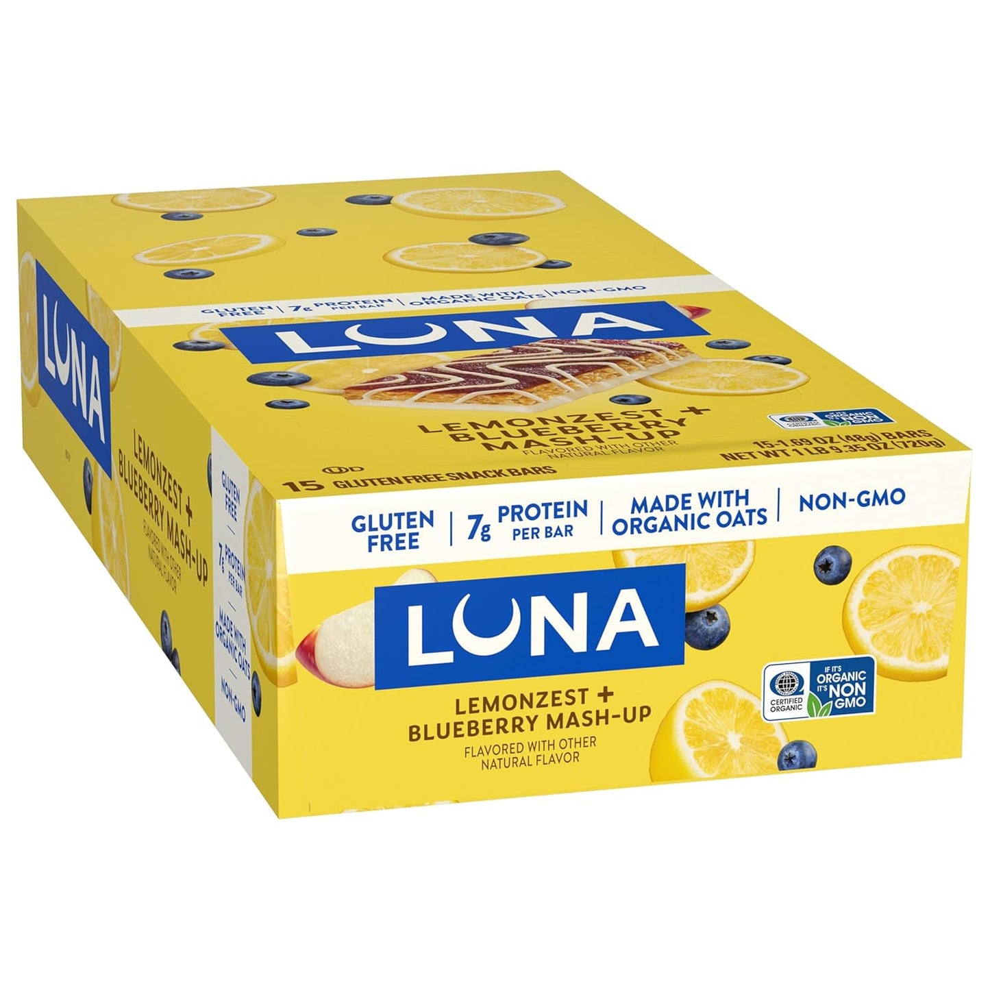 LUNA Bar Mash-Ups LemonZest + Blueberry – Thoughtful Vegan Snack Gift for Her Birthday and Holiday Stocking Stuffer