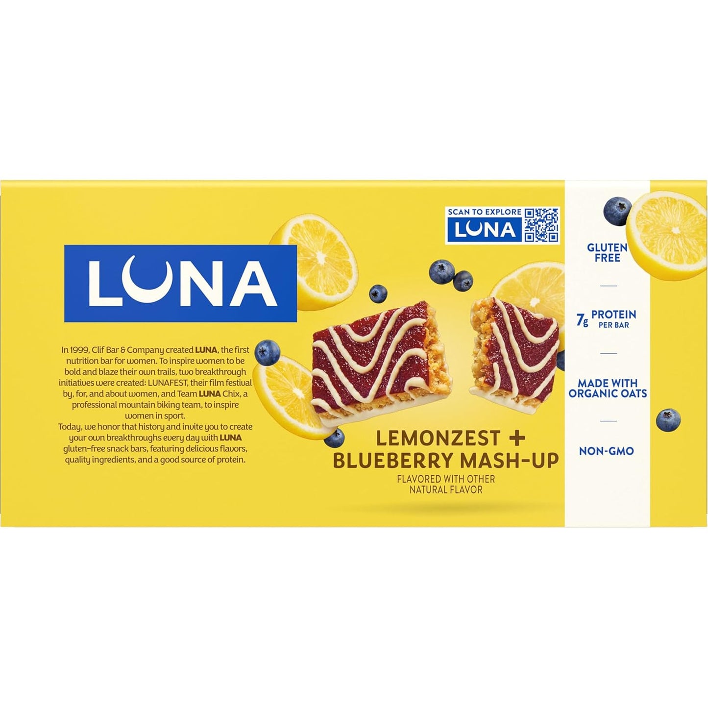 LUNA Bar Mash-Ups LemonZest + Blueberry – Thoughtful Vegan Snack Gift for Her Birthday and Holiday Stocking Stuffer