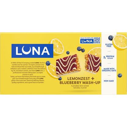 LUNA Bar Mash-Ups LemonZest + Blueberry – Thoughtful Vegan Snack Gift for Her Birthday and Holiday Stocking Stuffer