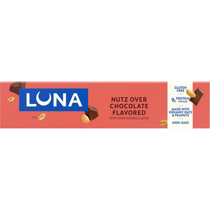LUNA Bar Nutz Over Chocolate - Portable Plant Protein Bar for Hiking Pack, Trail & Active Adventures