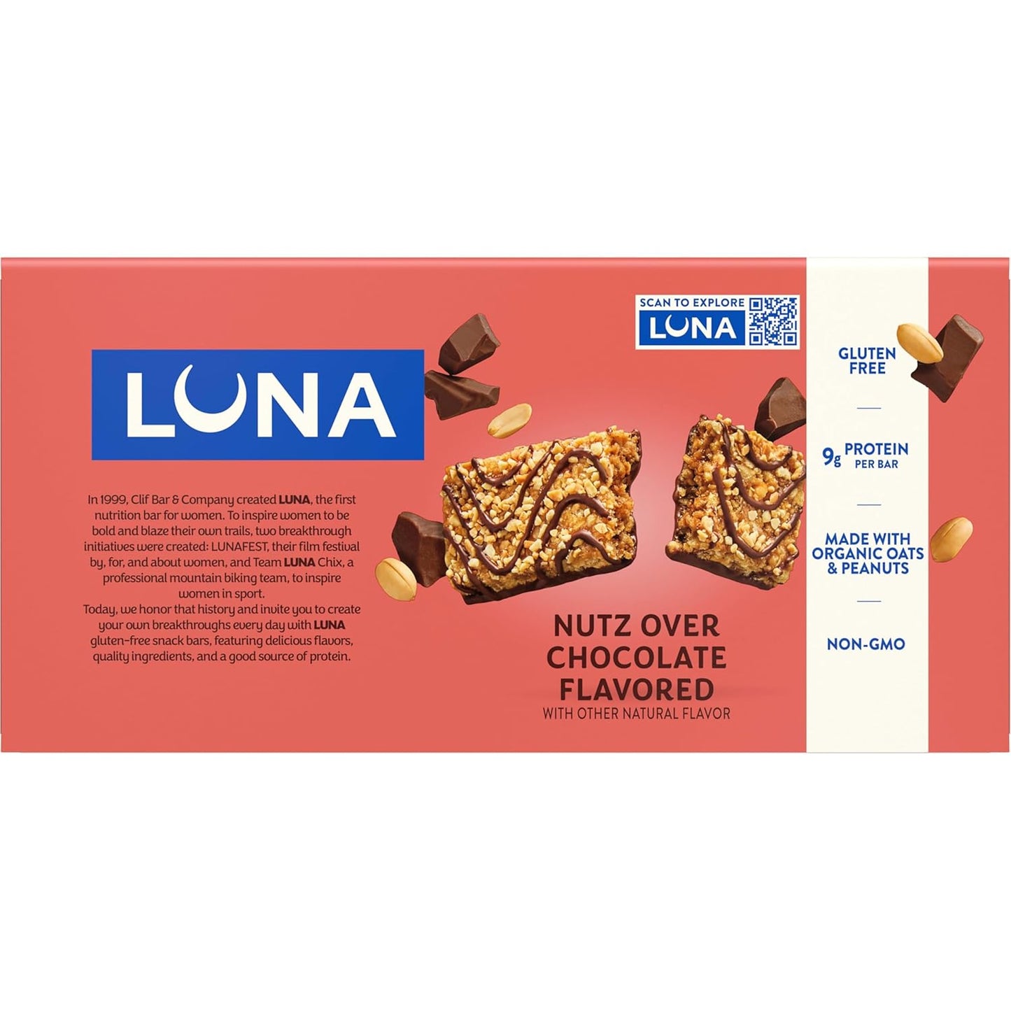 LUNA Bar Nutz Over Chocolate - Portable Plant Protein Bar for Hiking Pack, Trail & Active Adventures