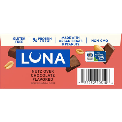 LUNA Bar Nutz Over Chocolate - Portable Plant Protein Bar for Hiking Pack, Trail & Active Adventures