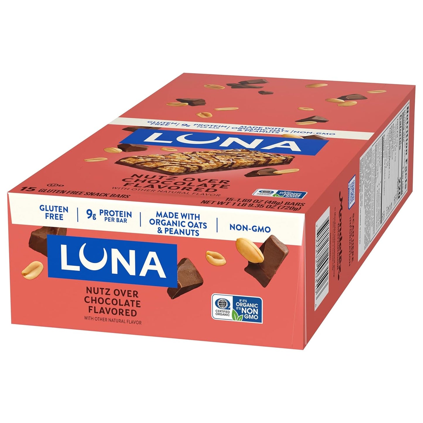 LUNA Bar Nutz Over Chocolate - Portable Plant Protein Bar for Hiking Pack, Trail & Active Adventures