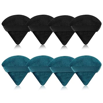 LunaGlow Makeup Puff Triangle Collection – Spa Night Vanity Accessory, Soft Velour Blenders 8 Pack