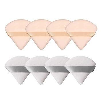 LunaGlow Makeup Puff Triangle Collection – Spa Night Vanity Accessory, Soft Velour Blenders 8 Pack