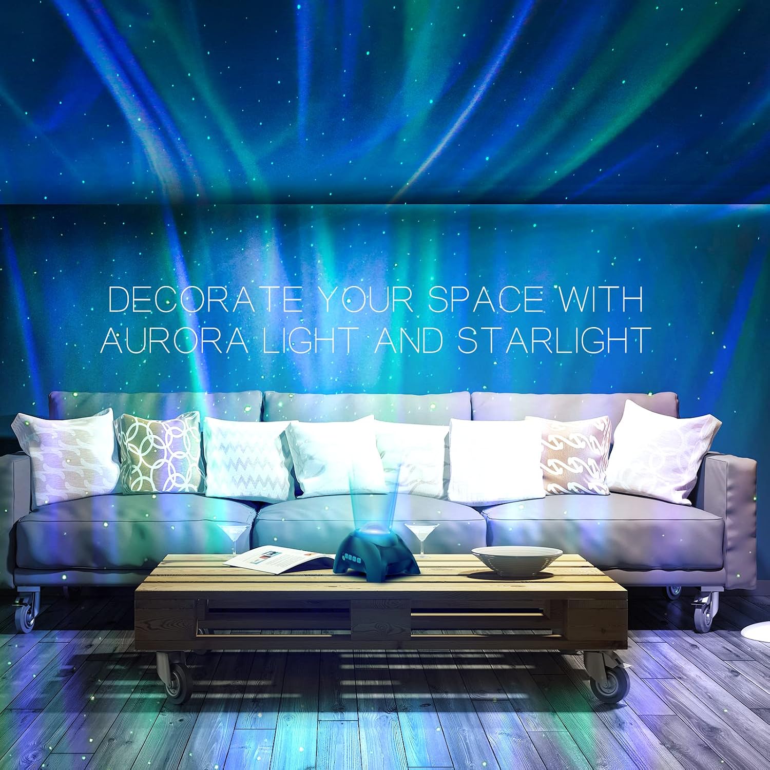 Lunartek Aurora Projector – Sleep Aid Night Light with 8 White Noises and Calming Aurora Patterns for Faster Bedtime