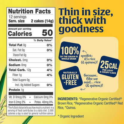 Lundberg Organic Thin Stackers Red Rice & Quinoa – Single-Ingredient-Style Salt-Free Snack for an Uncluttered Pantry