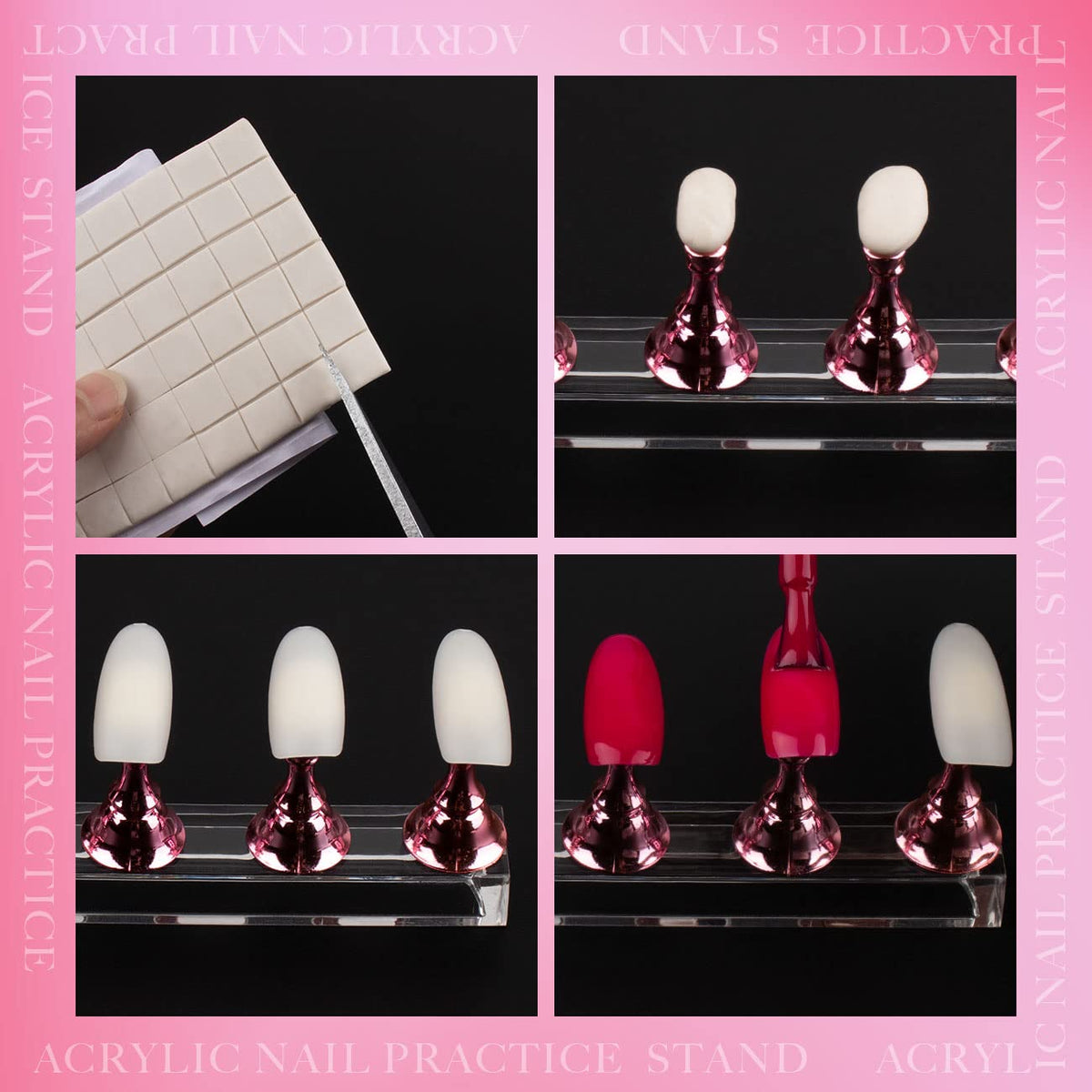 LUVYAUV Press-On Nail Holder – Simple Acrylic Design for Uncluttered Vanities, One Station Replaces Multiple Practice Tools