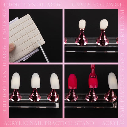 LUVYAUV Press-On Nail Holder – Simple Acrylic Design for Uncluttered Vanities, One Station Replaces Multiple Practice Tools
