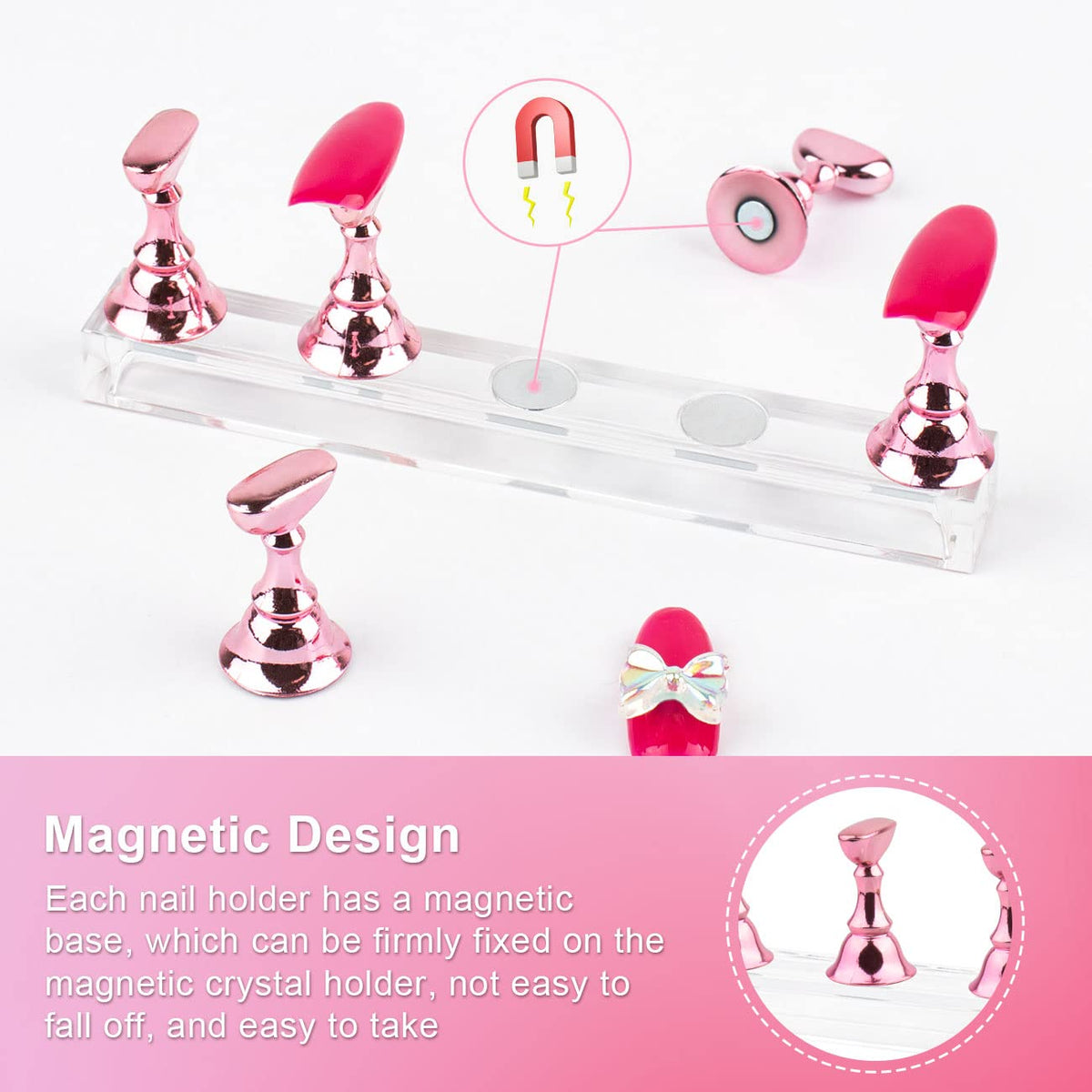 LUVYAUV Press-On Nail Holder – Simple Acrylic Design for Uncluttered Vanities, One Station Replaces Multiple Practice Tools
